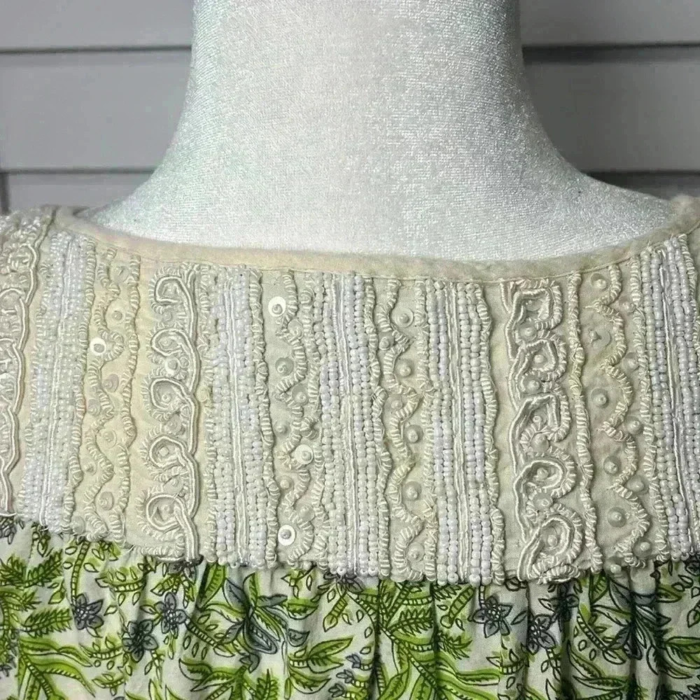 Calypso St. Barth Beaded Embroidered Flare Sleeve Floral Tunic Top Size Medium - Picture 9 of 10